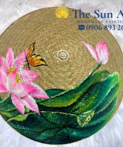 Nón Cỏ Bàng Vẽ Mỹ Thuật hoa sen