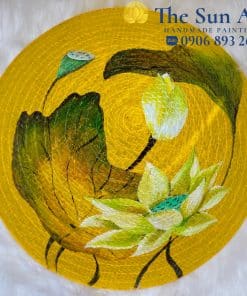 Nón Cỏ Bàng Vẽ Mỹ Thuật hoa sen vàng tphcm