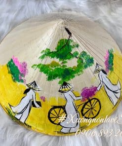 Nón lá sz 40 vẽ phong cảnh cô gái áo dài tphcm, saigon