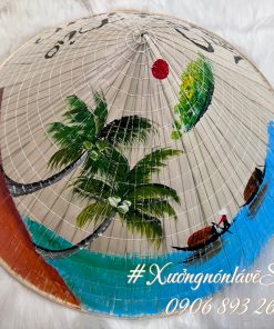 Nón lá sz 40 vẽ phong cảnh cô gái áo dài tphcm, saigon