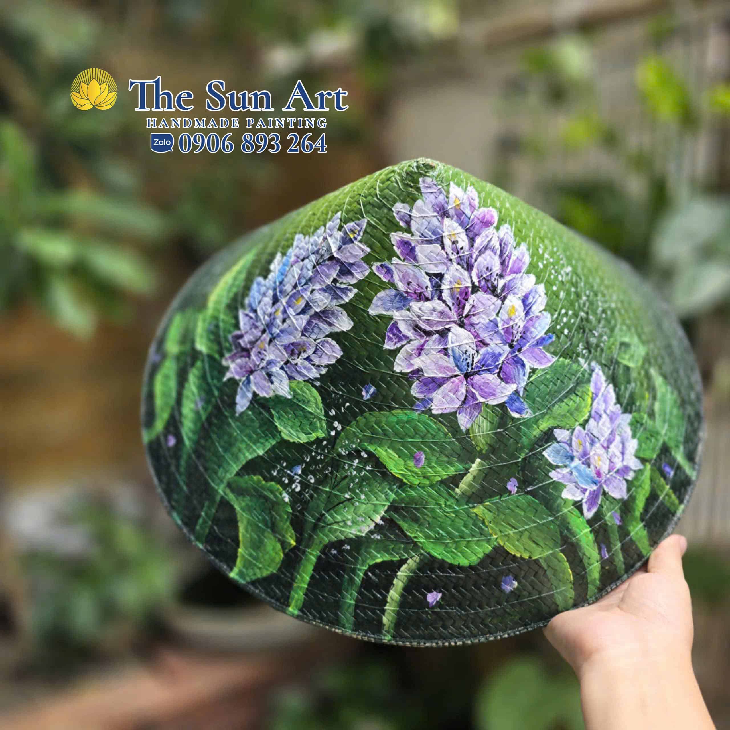 nón cỏ bàng vẽ_Hoa Lục Bình nón cỏ bàng vẽ_Hoa Lục Bình