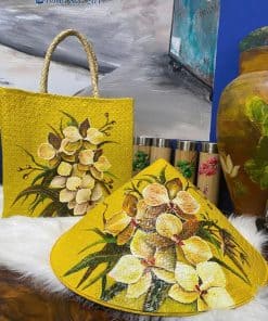 túi xách cỏ bàng - nón cỏ bàng vẽ hoa lan tphcm, saigon