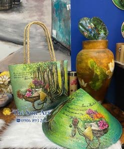 túi cỏ bàng và nón cỏ bàng vẽ nghệ thuật tại the sun art tphcm