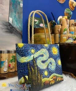 túi xách cỏ bàng vẽ họa tiết cao cấp chỉ có ở the sun art
