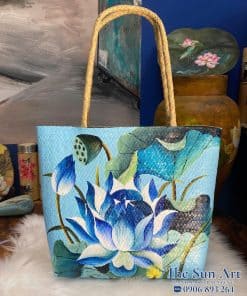 túi cỏ bàng vẽ màu xanh dương