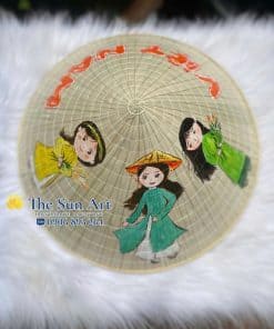 nón lá vẽ chibi cô gái tphcm, saigon
