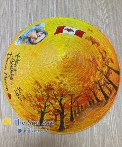 Nón Cỏ Bàng Vẽ Mỹ Thuật cờ đất nước theo yêu cầu