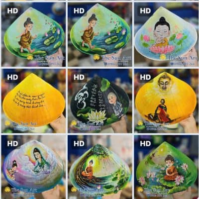 NÓN LÁ VẼ ĐỨC PHẬT – HOA SEN – Thuật toán TRÊN NÓN TRUYỀN THỐNG