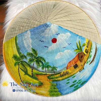 Nón lá vẽ tranh phong cảnh Việt Nam tphcm, saigon