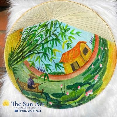 Nón lá vẽ tranh phong cảnh Việt Nam tphcm, saigon