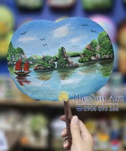 QUẠT CẦM TAY LÁ SEN - QS015