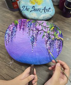 QUẠT CẦM TAY LÁ SEN - QS021