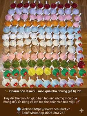 Charm Nón Lá Mini Móc Khóa Gấm Lụa – Quà Tặng Lưu Niệm Việt Nam, Nhận Thiết Kế In Logo Theo Yêu Cầu, Sỉ Lẻ Giá Tận Xưởng Toàn Quốc