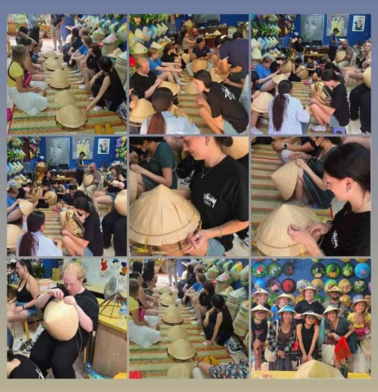 WORKSHOP THỦ CÔNG TRUYỀN THỐNG VẼ NÓN LÁ & ĐAN CHẰM NÓN LÁ TẠI SÀI GÒN TRADITIONAL VIETNAMESE CONICAL HAT PAINTING & WEAVING WORKSHOP IN SAIGON