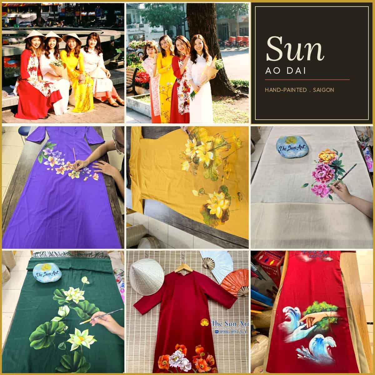Sun Áo Dài chuyên vẽ và may áo dài theo yêu cầu bằng thủ công tại sài gòn TPHCM