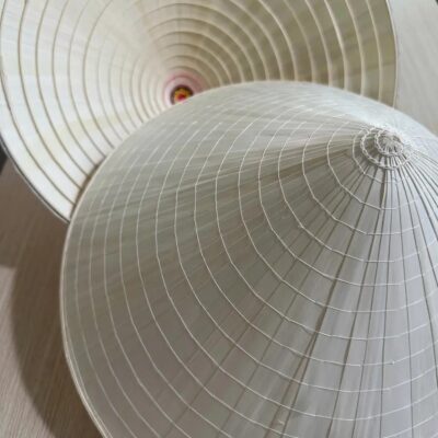 Plain Vietnamese conical hat (non la) 40cm, unpainted, stacked and ready for custom painting