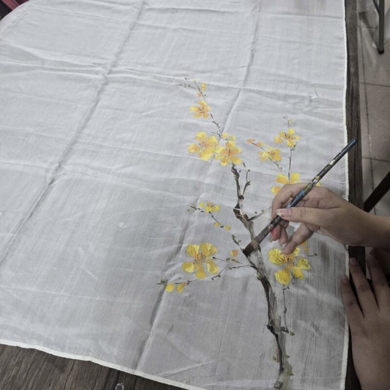 vẽ hoạ tiết áo dài đơn giản