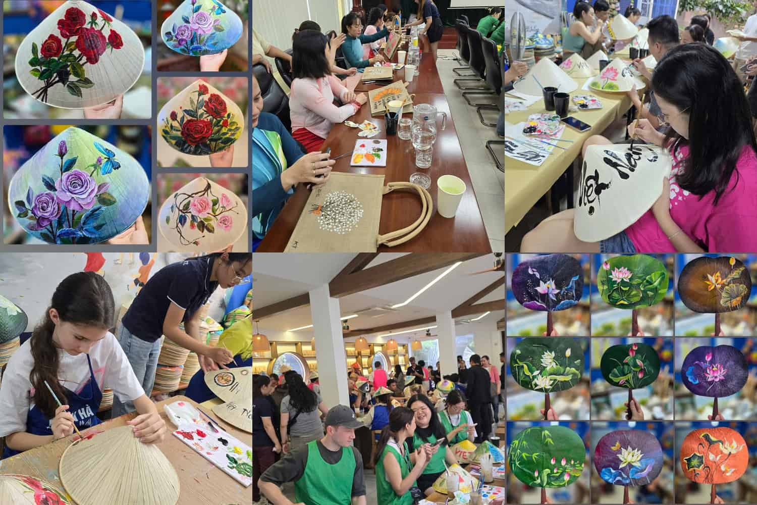 workshop vẽ tranh nón lá tphcm the sun art