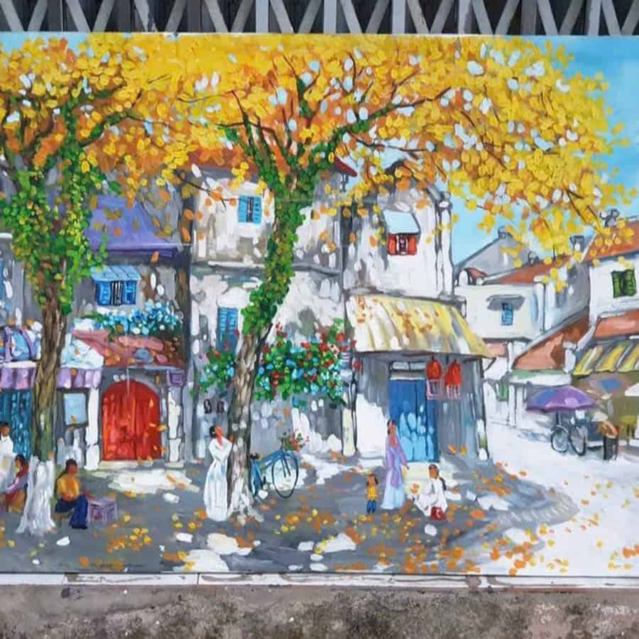 vẽ tranh tường phòng khách